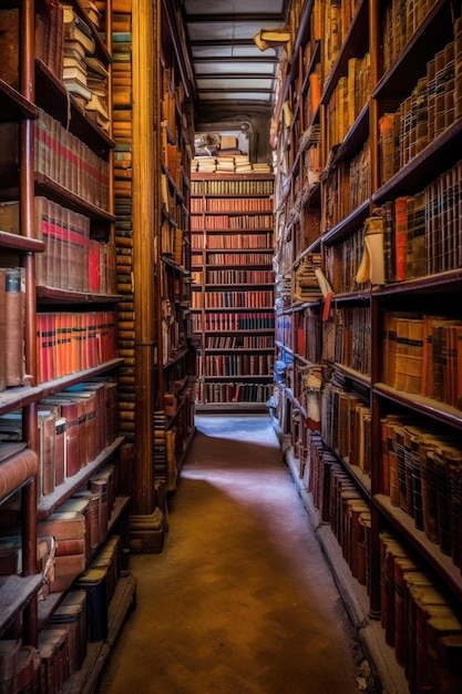 Legal library bookshelves filled with books created with generative ai