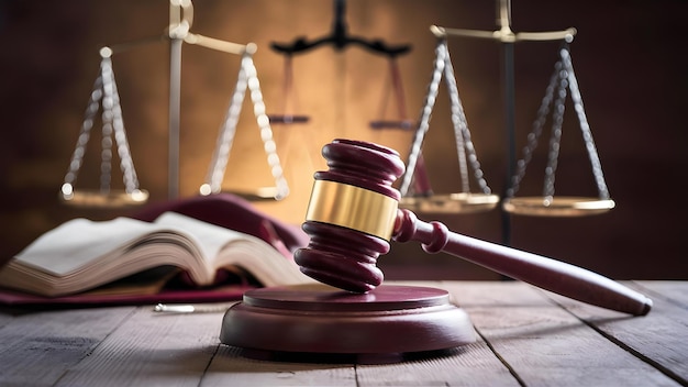 Юридическая система, символизируемая молотком в зале суда в уголовном праве Concept Legal System Courtroom Gavel Criminal Law Symbolism