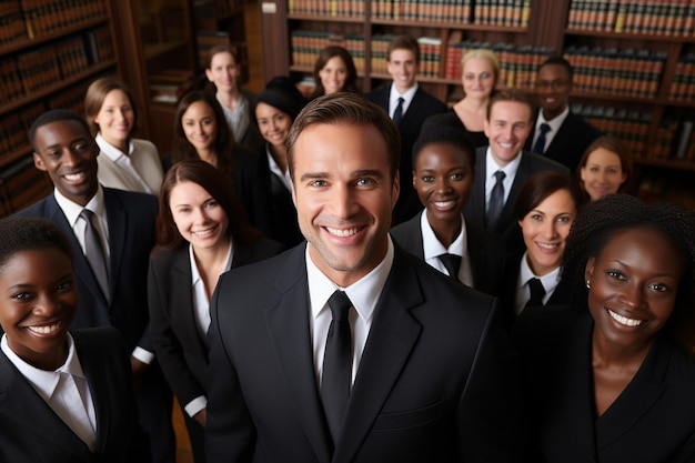 Legal teamwork with a diverse group of lawyers col