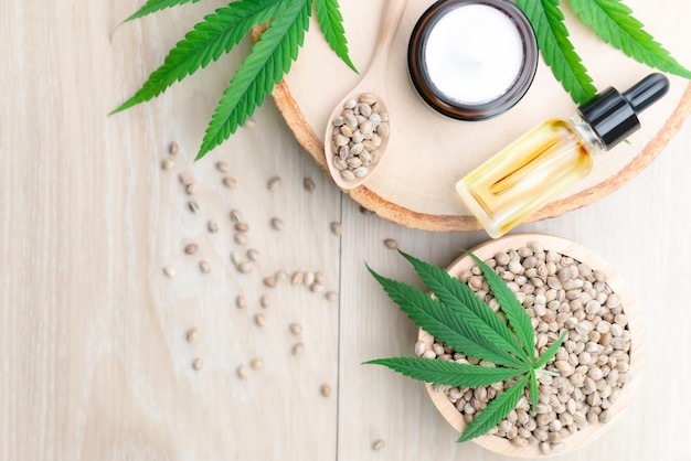 Legalized cannabis for skincare product features with set of cbd oil bottles