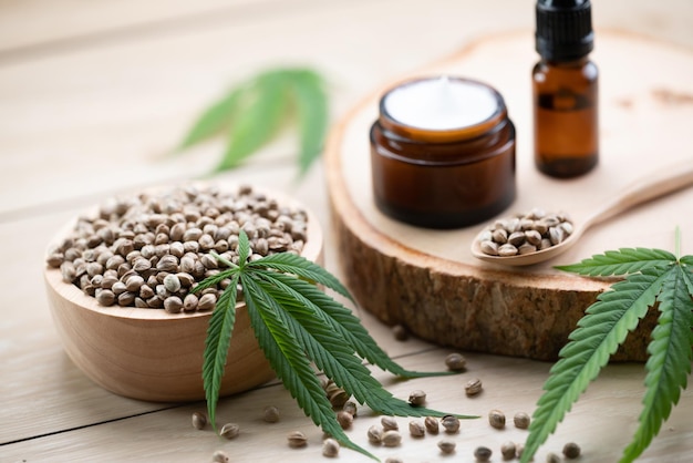 Legalized cannabis for skincare product features with set of CBD oil bottles