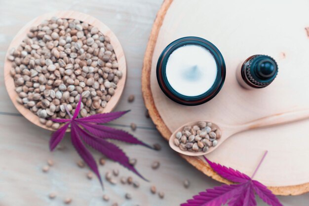 Legalized Cannabis For Skincare Product Features With Set Of Cbd Oil Bottles