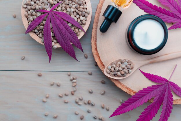 Legalized Cannabis For Skincare Product Features With Set Of Cbd Oil Bottles