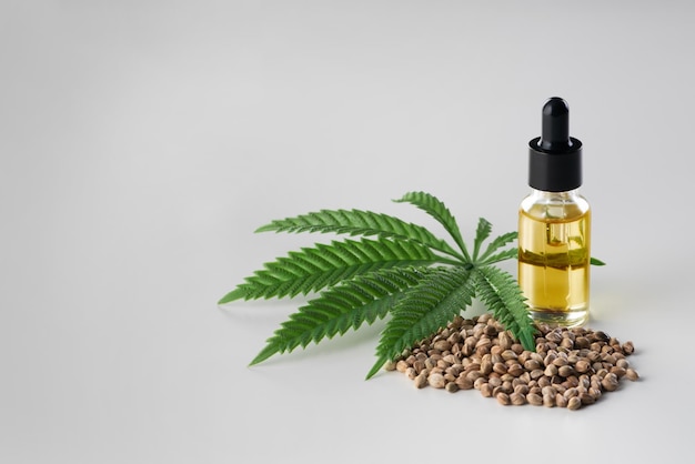 Photo legalized marijuana concept features with cbd oil for copyspace and advertising
