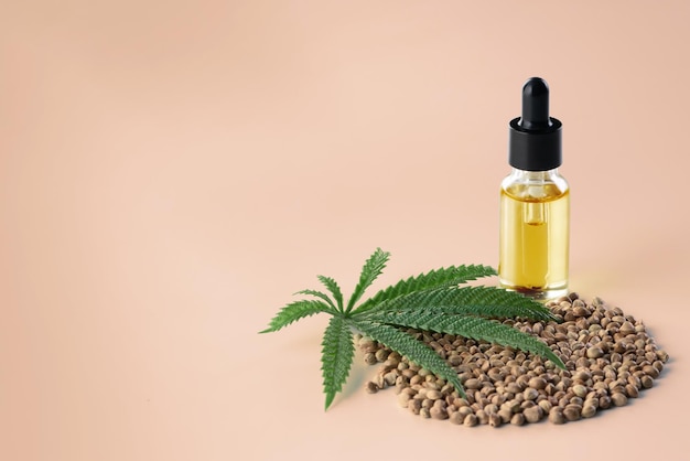 Legalized marijuana concept features with CBD oil for copyspace and advertising