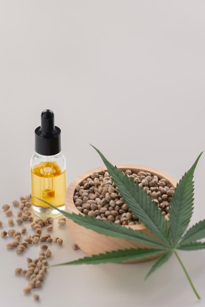 Legalized marijuana concept features with cbd oil for copyspace and advertising