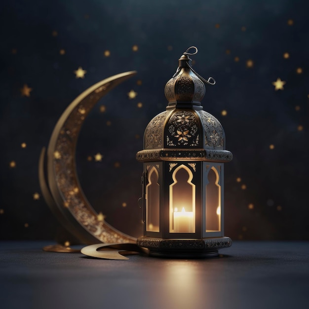 Legant background for a poster with a Ramadan theme decorated with a lantern