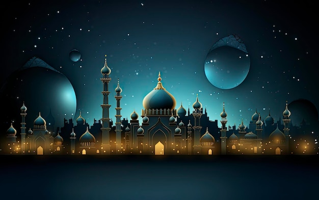 Photo legant background for a poster with a ramadan theme decorated with a lantern