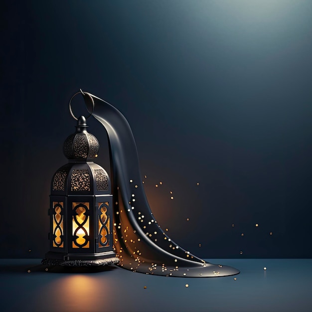 Legant background for a poster with a Ramadan theme decorated with a lantern