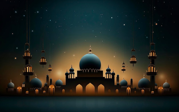 Legant background for a poster with a Ramadan theme decorated with a lantern