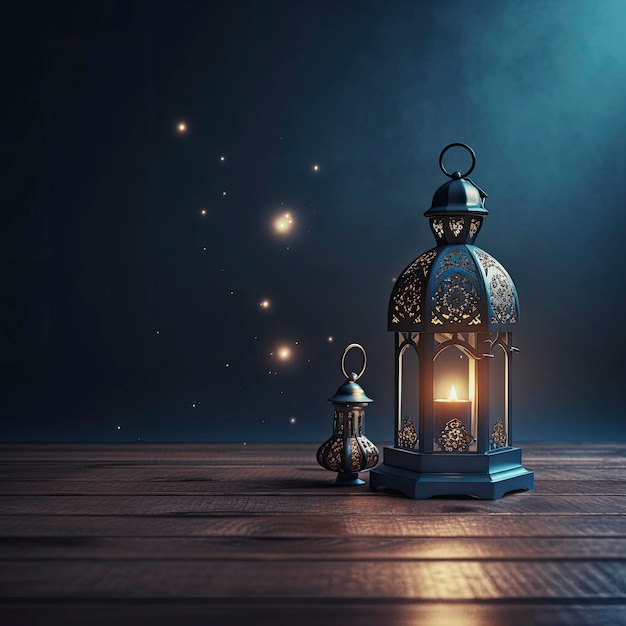 Legant background for a poster with a Ramadan theme decorated with a lantern