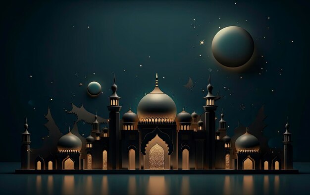 Legant background for a poster with a Ramadan theme decorated with a lantern