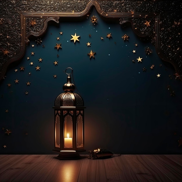 Legant background for a poster with a Ramadan theme decorated with a lantern