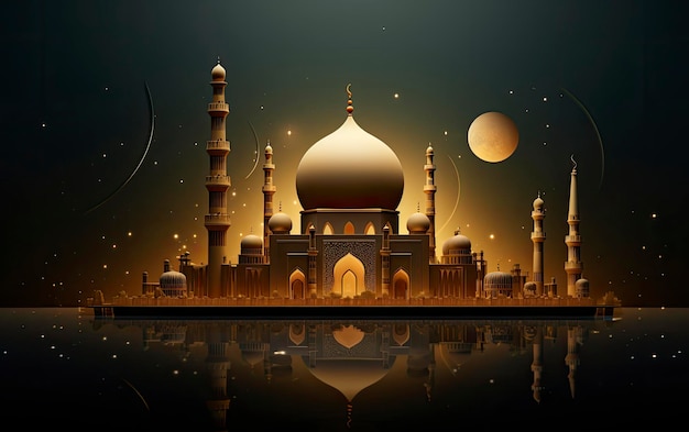 Legant background for a poster with a Ramadan theme decorated with a lantern