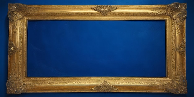 legant gold frame set against a calming blue background