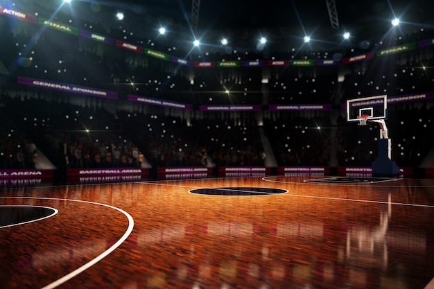 lege basketbalveld 3d render