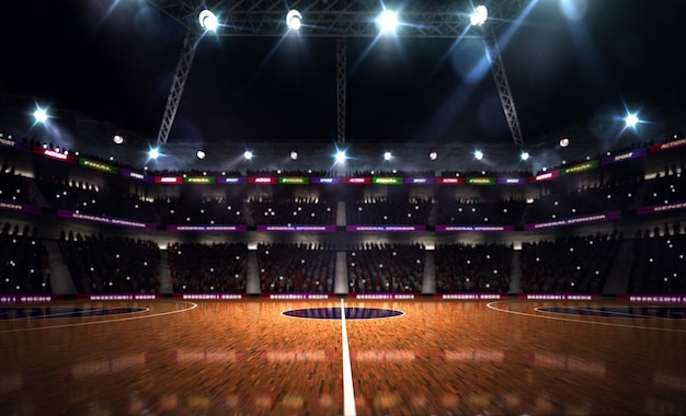 lege basketbalveld 3d render