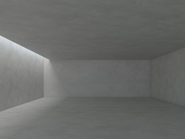 Lege betonnen ruimte interieur met zonlicht en schaduw 3D-rendering