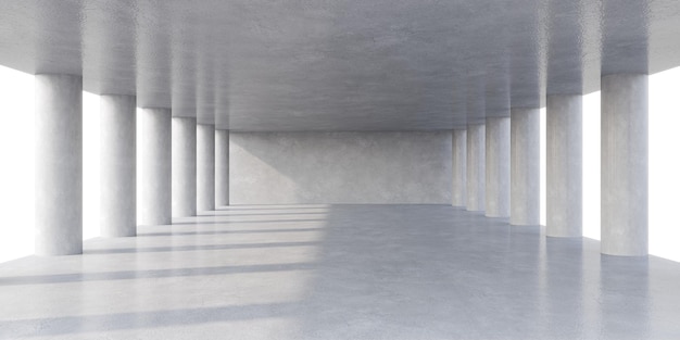 Lege betonnen ruimte interieur met zonlicht en schaduw 3D-rendering