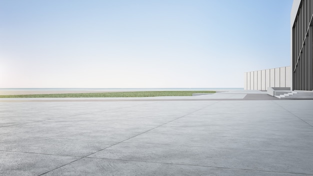 Lege betonnen vloer en grijze muur bouwen