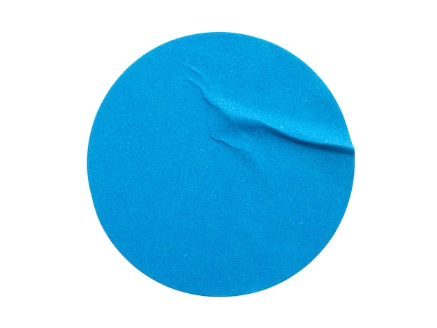 Lege blauwe ronde zelfklevende papieren sticker label geïsoleerd op een witte achtergrond