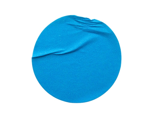 Lege blauwe ronde zelfklevende papieren sticker label geïsoleerd op een witte achtergrond
