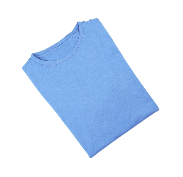 Lege blauwe t-shirt geïsoleerd op wit