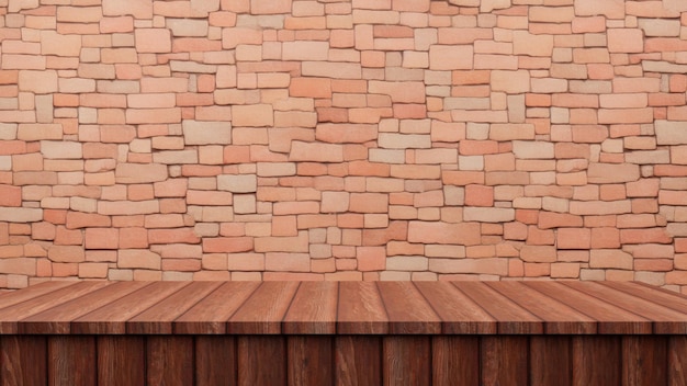 Foto lege bovenste houten planken of tafel op de achtergrond van de muur