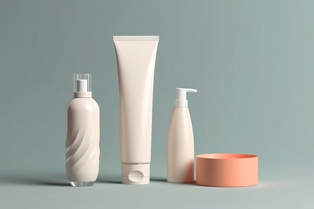 Lege cosmetische huidverzorging make-up containers 3D Render Generatieve AI