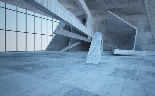 Lege donkere abstracte betonnen kamer glad interieur Architecturale achtergrond Nachtzicht