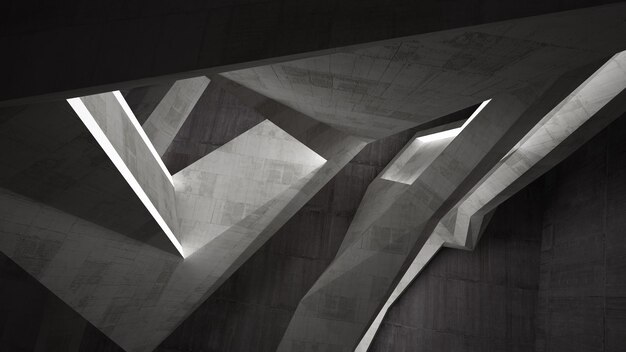 Lege donkere abstracte betonnen kamer interieur 3D illustratie 3D-rendering