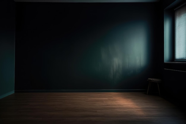 Lege donkere kamer met een licht aan de muur