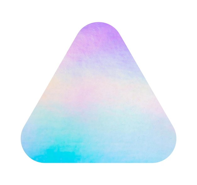 Lege driehoek zelfklevende holografische folie sticker label geïsoleerd op witte achtergrond