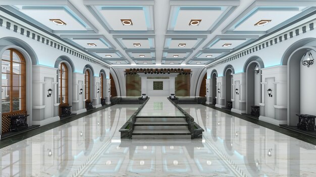 Foto lege elegante klassieke theater interieur van stage opera house helder met ornamenten 3d-rendering