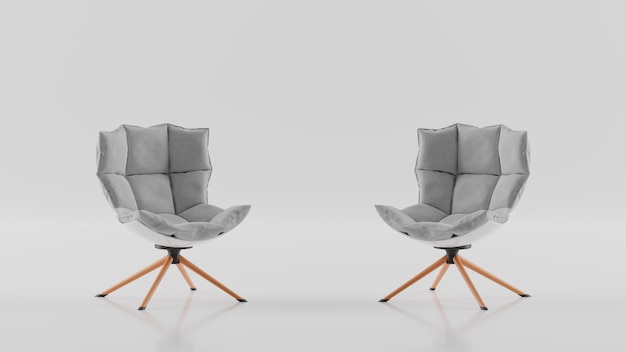 Lege fauteuil op een witte achtergrond interview psychotherapie met een psycholoog Een stoel in de studio 3d render