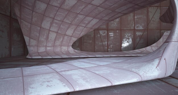 Foto lege gladde abstracte kamer interieur van bladen geroest metaal architecturale achtergrond 3d