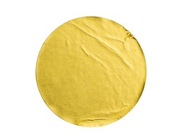 Foto lege gouden ronde zelfklevende papieren metalen sticker label geïsoleerd op een witte achtergrond