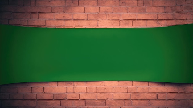 Lege groene banner op een bakstenen muur.