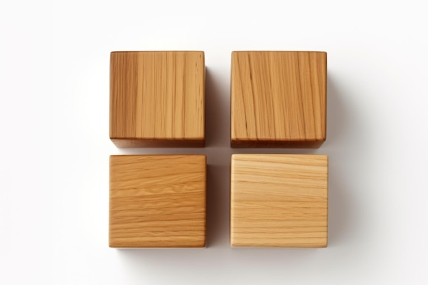 Lege houten kubus op tafel met bokeh achtergrond wazig