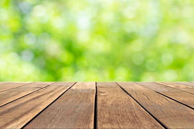 Lege Houten Tafel Bokeh Achtergrond