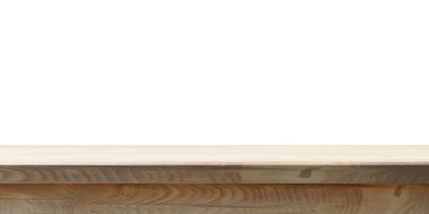 Lege houten tafel en witte achtergrond productweergave sjabloon