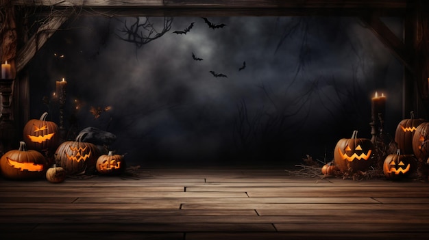 lege houten tafel Halloween achtergrond