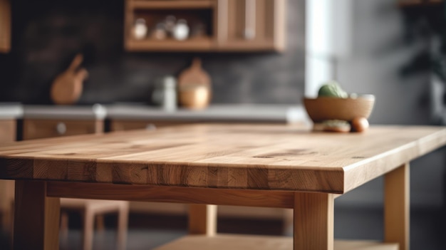 Lege houten tafel onscherpe achtergrond Generatieve AI