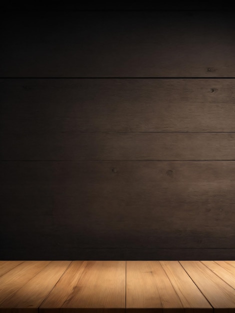 Lege houten vloer op zwarte houten houten vloer als achtergrond voor het tonen van product Lege houten ruimte s