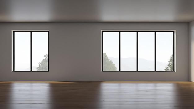 lege kamer glazen raam