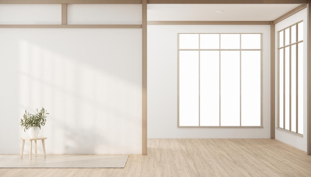 Lege kamer in japanse stijl ingericht in het interieur van de witte kamer van japan