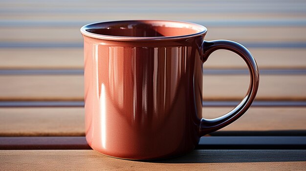 Foto lege koffiekop op de houten tafel