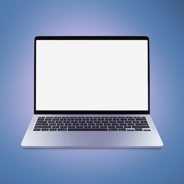 Lege laptop sjablooncomputer geïsoleerd op een blauwe achtergrond