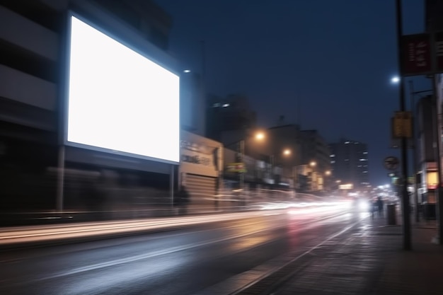 Lege lightbox-advertenties en wazige stedelijke straatbeeldenxAxA