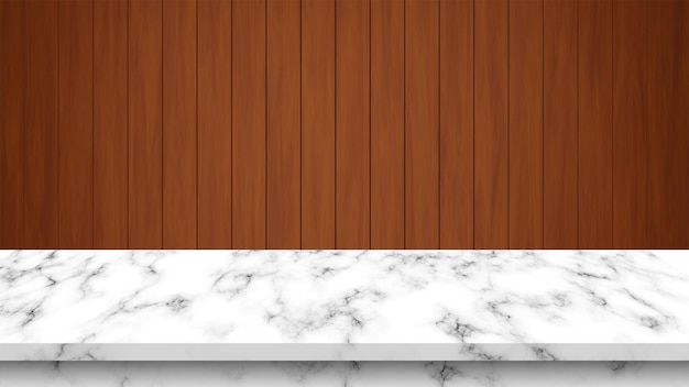 Lege marmeren tafel met houten achtergrond